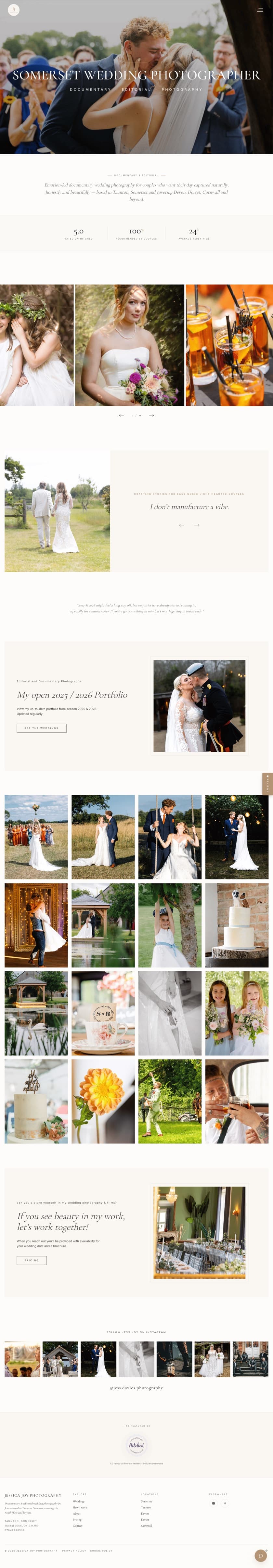 The Jess Joy Photography website, built by VDEV